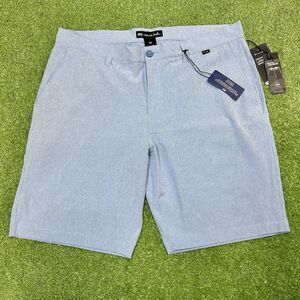 Travis Mathew Sand Harbor Men's 38x10 Striped Heather Blue Golf Shorts NWT